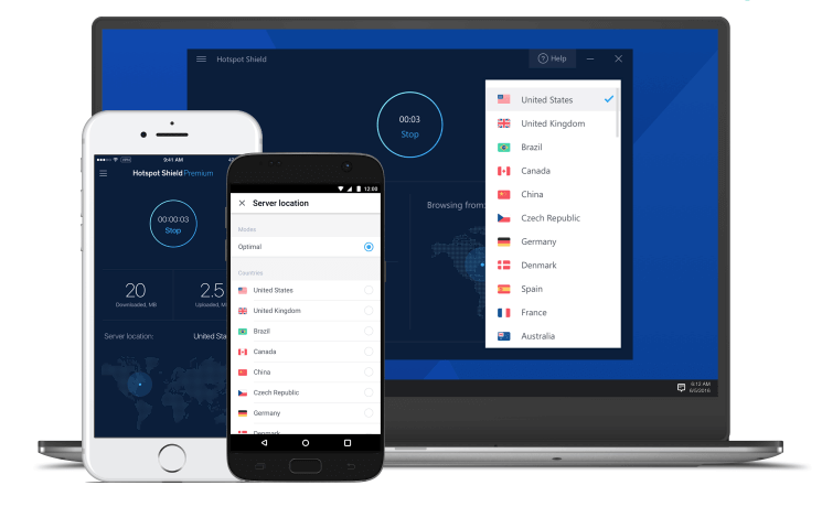 UI of Hotspot Shield VPN